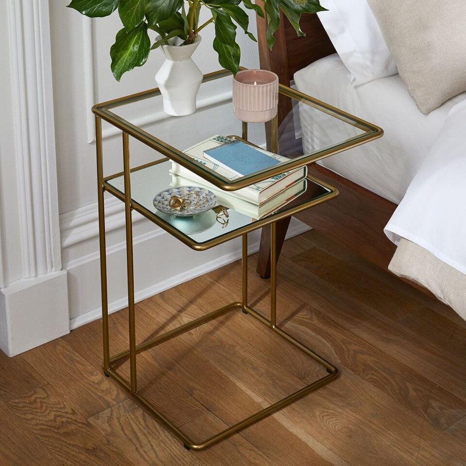 Curved Terrace Storage Bedside Table Antique Brass west elm United Kingdom